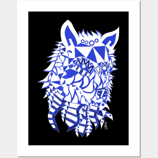 kiba the wolf in mexican pattern arts ecopop wild dog Posters and Art